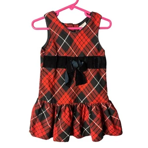 Blueberi Boulevard Toddler Girls Size 2T Red Black Christmas Holiday Plaid dress - Picture 1 of 4