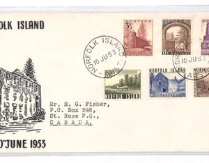 Australia NORFOLK ISLAND QEII FDC 1953 Set *ILLUSTRATED* First Day Cover MJ136 - Picture 1 of 10