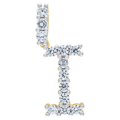 925 Argento Sterling Zirconia Cubica Iniziale I Ciondolo Piccolo Unisex Giallo - Immagine 1 di 2