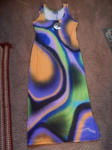 HOROSCOPEZ Dolls Kill Colorful Rainbow Swirl Sleeveless Maxi Dress Size 1X BNWT - Picture 1 of 14