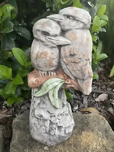 Twin Kookaburra Bird Statue Ornament Animal Concrete Garden Australian Made - Picture 1 of 8