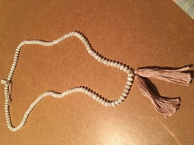 Chan Luu NWT Gold Toned36" White Stone Semiprecious NecklaceW/Tassels - Image 1 of 4