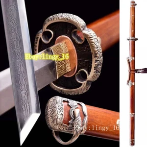 Real Hamon Battle Sword Very Sharp Damascus Steel Chinese Tang Dynasty Sabre Dao - Picture 1 of 13