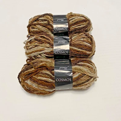 Premier Yarns COSMOS x3 discontinued Browns Crafts Scarves Knitting Grannycore - Image 1 of 4
