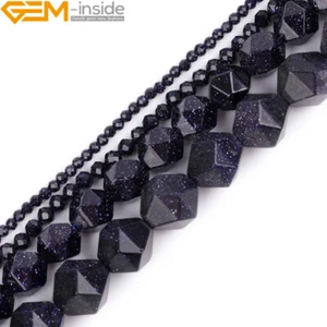 Cuentas redondas facetadas poligonales de piedra preciosa azul para hacer joyas 6 mm 8 mm - Imagen 1 de 31
