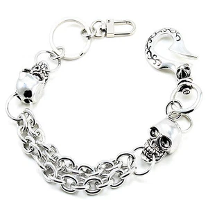 DK Short Skull Biker Trucker Keychain Key Jean Wallet Chain (14") Silver CS100 - Picture 1 of 5