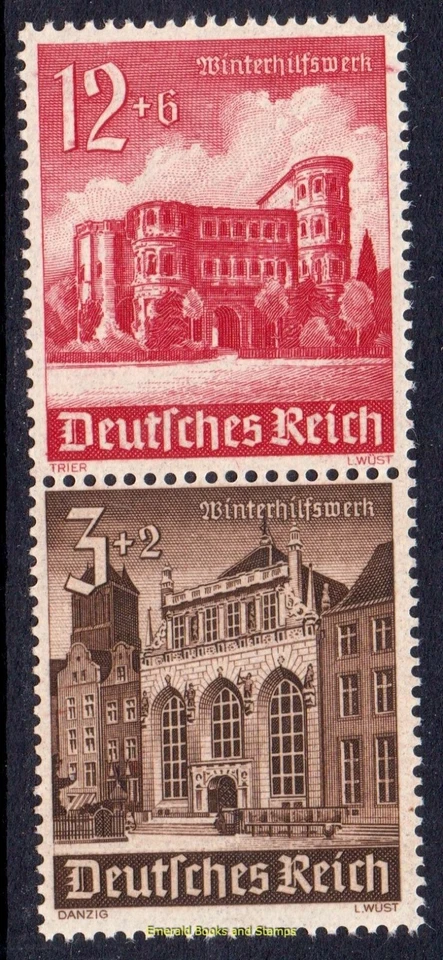 EBS Germany 1940 Welfare - Buildings - se-tenant pair - Michel S266 - MNH** - Image 1 of 1