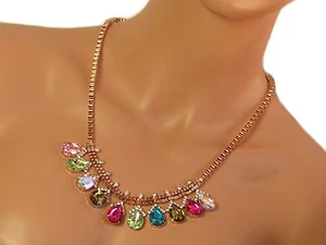 Statement Collier Modeschmuck  Multicolor Strass-Kette NEU (N7N7) - Bild 1 von 1