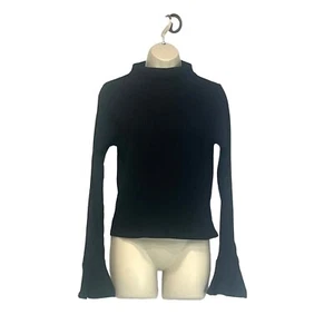ASOS DESIGN ribbed high neck top with flared sleeve in black, US 10 - Picture 1 of 11