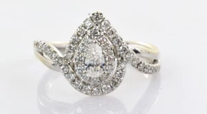 Helzberg Pear Diamond Engagement Ring 14k White Gold .40 Carats Size 5.5 - Picture 1 of 6