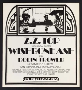Z.Z. Top POSTER Wishbone Ash Robin Trower 1973 Original Pacific Presentations - Picture 1 of 2