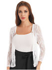Womens Lace Cardigans Long Sleeve Open Front Cover Up Loose Bolero Shrug Tops