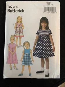 Butterick B6314 Pattern Pleated-Skirt Dress Girls Toddler Child Size 2 3 4 5 - Picture 1 of 2