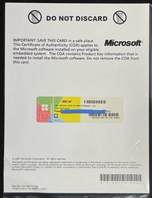 Microsoft SQL Server 2008 R2 Emb Standard / Single Client Access License / M9TJM - Image 1 of 2
