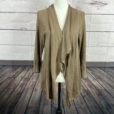 Cardigã suéter feminino Tommy Bahama XL marrom drapeado cápsula minimalista - Imagem 1 de 4