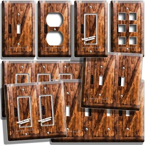 BROWN WOOD STYLE BARN RANCH Z DOOR LIGHT SWITCH OUTLET WALL PLATES COUNTRY DECOR - Picture 1 of 34