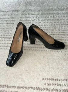 Gianmarco Lorenzi Vintage Black Leather Pumps 37 1/2 - Picture 1 of 6