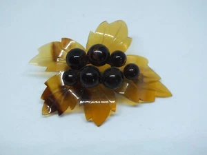 Beautiful Brooch Pin Flower Shape Brown Tones Plastic UNIQUE 2 x 1 7/8" CUTE - Picture 1 of 2