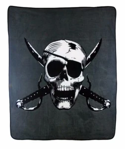Wholesale ( 12 ) Pirate Skull Cutlass 50x60 Polar Fleece Blanket Throw Plush - Picture 1 of 4