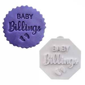 Estampilla deforestadora personalizada nombre de bebé fondant cupcake helado decoración de galletas - Imagen 1 de 3