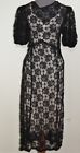 1930's  Black Lace Art Deco Dress SM