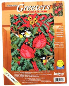 "CARDINALS & CHICKADEES GREETER" 10ct plastic canvas PATTERN (#1102) - Picture 1 of 1