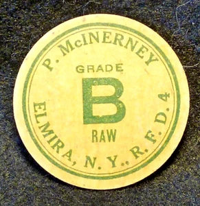 P. McINERNEY - GRADE B RAW -ELMIRA, NY. R.F.D. 4 -Milk BOTTLE CAP - 42mm - Picture 1 of 1