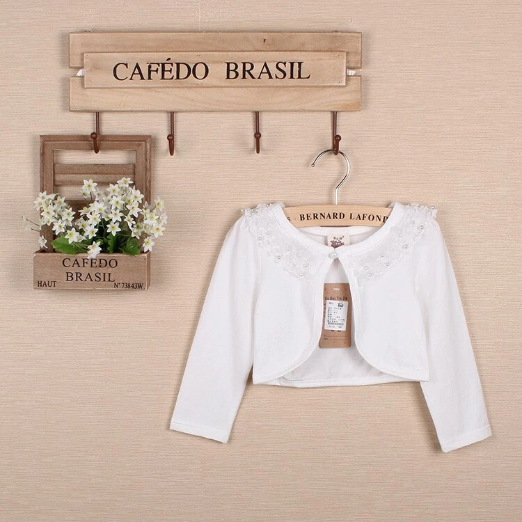 Girls White Cotton Bolero Sweater - Image 1 of 1