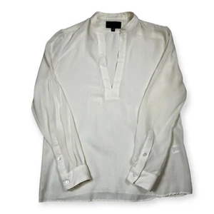 Nili Lotan 100% Silk Women's Cream Silk Blouse Long Sleeve V-Neck Size Small USA - Picture 1 of 8