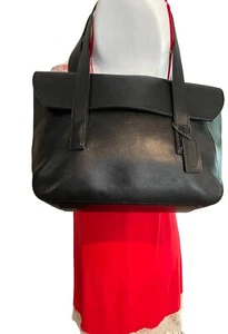 Vintage Coach Manhattan 9103 Black Leather Shoulder Handbag Made In Italy RARE - Picture 1 of 11