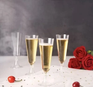 50 Pack Plastic Champagne Flutes 5.5 Oz Disposable Champagne Glasses Toasting... - Picture 1 of 3