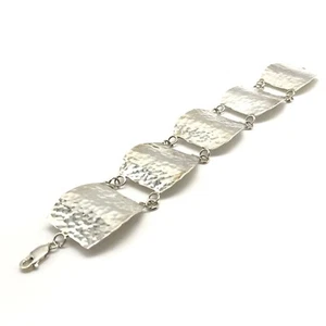 Brazalete grueso vintage de plata de ley 925 grande modernista de panel ancho de 7,5" - Imagen 1 de 9