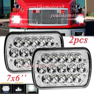 2pcs Fit Freightliner FL50 FL60 FL70 MT35 MT45 7x6''5x7 LED Headlight Hi-Lo Beam - Image 1 of 4