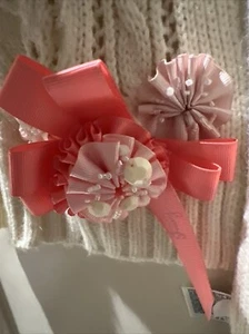 NWT Juicy Couture Angel Ribbon Floral Appliqué Ivory Knit Scarf - Picture 1 of 6