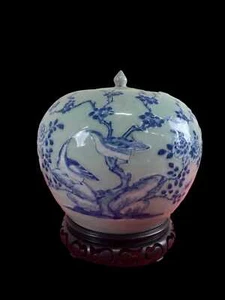 TIBOR. PORCELAINE BLEUE A DECOR D'OISEAUX. CHINE. XIXÈME SIÈCLE. - Picture 1 of 4