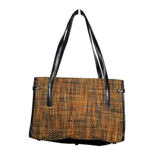 Monsac Tweed & Leather Shoulder Bag In Multicolor With Zip Closure & Multiple In - Picture 1 of 4