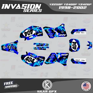 Graphics Kit for YAMAHA YZ250F YZ400F YZ426F 1998-2002 Invasion-Blue - Picture 1 of 6