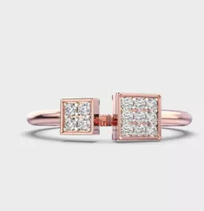 Open Band Diamond Finger Ring Dainty Lab Grown Diamond Promise Ring Handmade - Picture 1 of 8