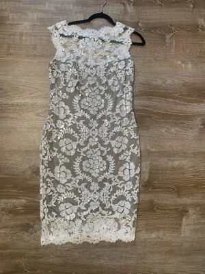 TADASHI SHOJI Dress Sz 8 Wedding Bride Mother in Law Party  Sheer Illusion Lace  - Image 1 of 4
