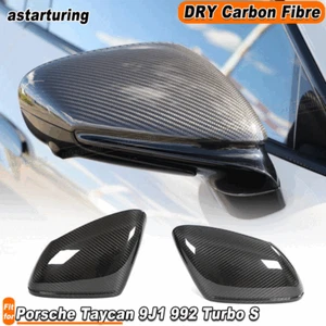 For Porsche Taycan 9J1 992 Turbo S 2019-24 Dry Carbon Side Mirror Cover Caps LHD - Picture 1 of 13