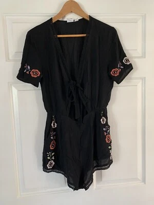 Some Days Lovin Women Black Embroidered Romper Small - Image 1 of 4