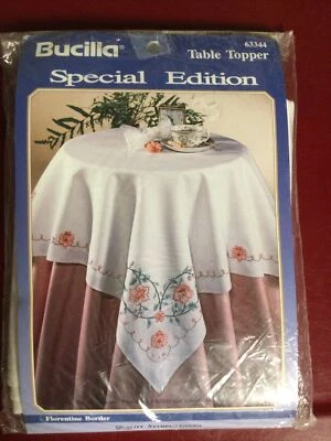 Bucilla Special Edition Florentine Border Table Topper 63344 40" x 40" 1992 New - Image 1 of 3