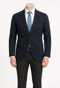 Hugo Boss Blazer Men’s 100%Cotton Órganic Sport Coat Light Denim Look Black 42R - Picture 1 of 19