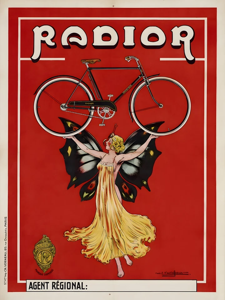 16523.Wall Decor Poster.Interior Art.Radior Cycling Ad Fairy Woman Wings Bike - Image 1 of 1