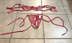 Generisches Dessous Set für Frauen kleine rosa Riemchen Sache sexy Schleife Herzen Draht - Bild 1 von 9