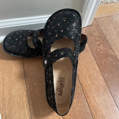 Women’s Alegria FELIZ FEL-951 Black Floral Mary Jane Shoes EU39 - Image 1 of 4