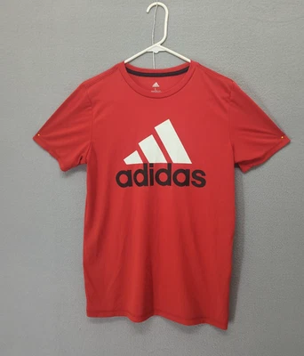 Adidas Shirt Boys Large Red Athletic Short Sleeve Logo Tee Polyester Regular Fit - Image 1 of 4