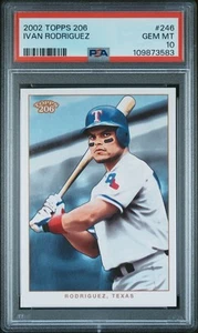 2002 Topps 206 Ivan Rodriguez PSA 10 Pop 1 Rangers - Picture 1 of 2