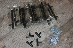 Lot 19 New Matte Black Euro Bar Cabinet Pulls Handles 6-Inch 3.75" OC & 4 Knobs - Picture 1 of 5