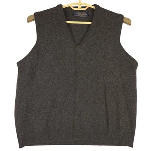 Brooks Brothers Herren Weste XL 100% Lammwolle grau V-Ausschnitt ärmellos Strick LESEN - Bild 1 von 6
